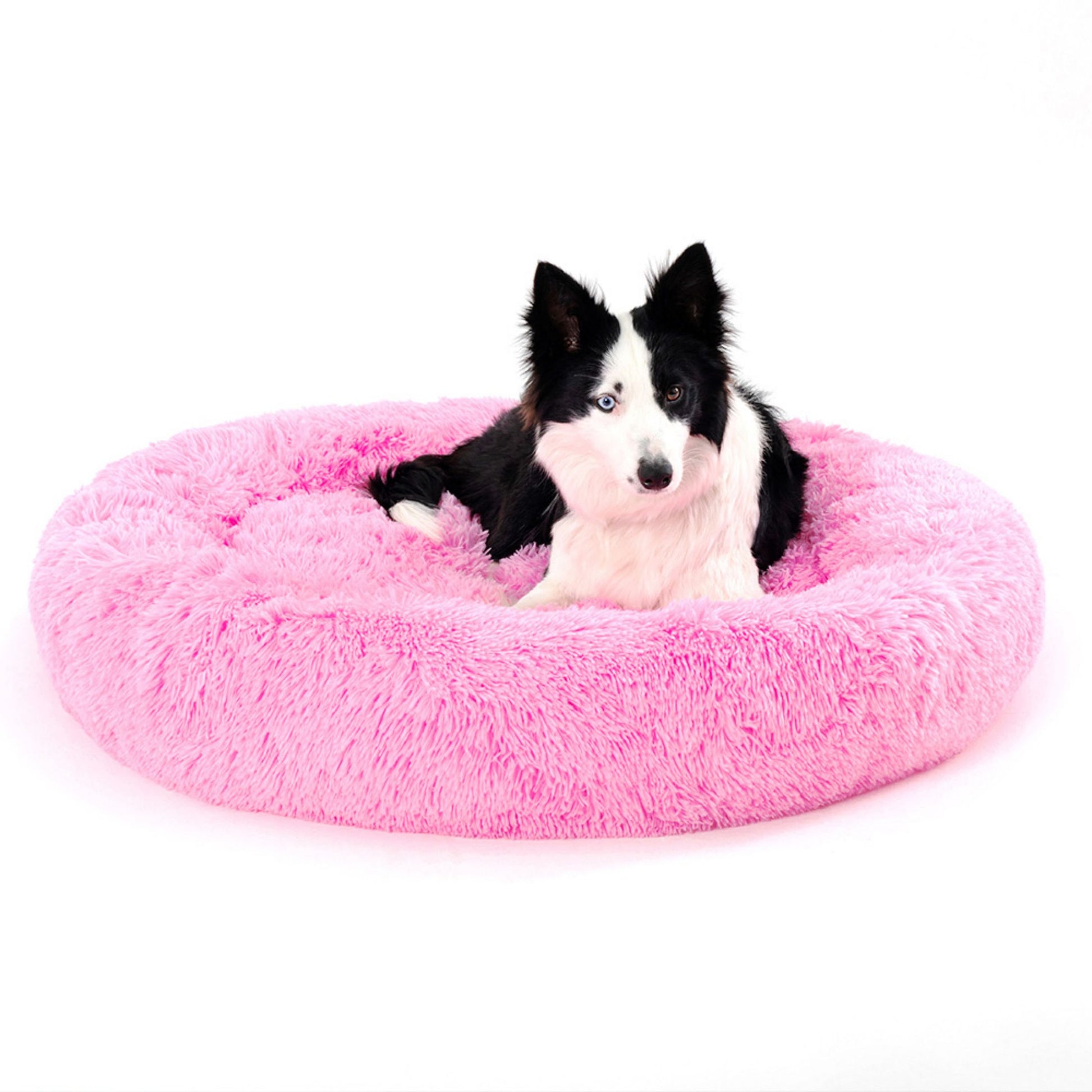 Fluffy Donut Dog Bed Warm Soft Long Plush Pet Cushion Dog House Cat Bed Washable Pet Sofa Mat Calming Samll Large Dog Beds