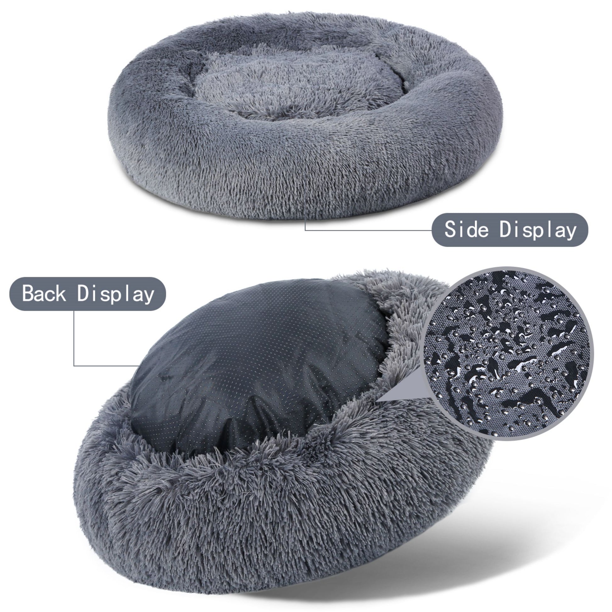 Fluffy Donut Dog Bed Warm Soft Long Plush Pet Cushion Dog House Cat Bed Washable Pet Sofa Mat Calming Samll Large Dog Beds