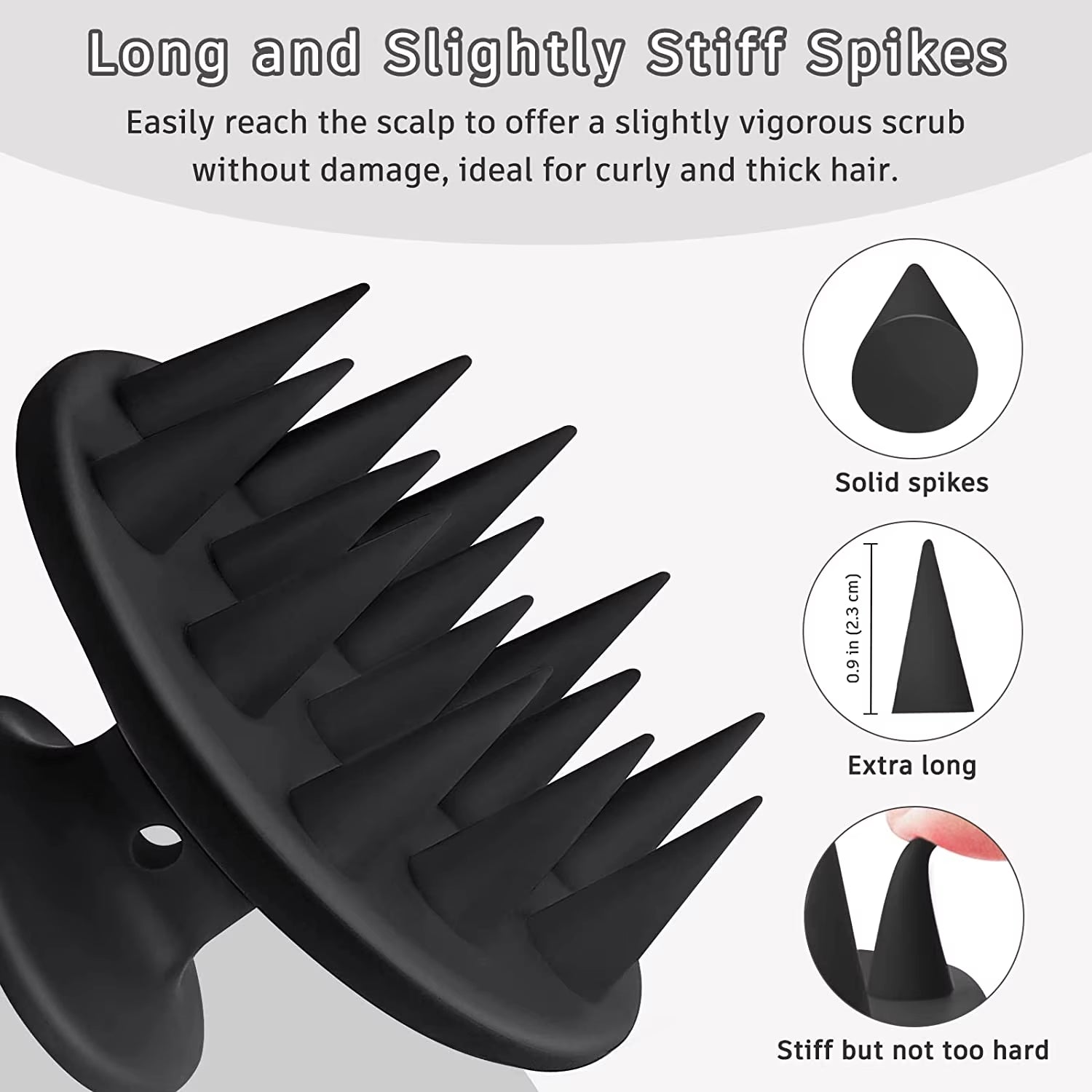 Silicone Shampoo Brush Hair Scalp Massager, Long & Stiff Spikes for Long, Curly, Thick Hair, Head Scrubber Scalp Exfoliator