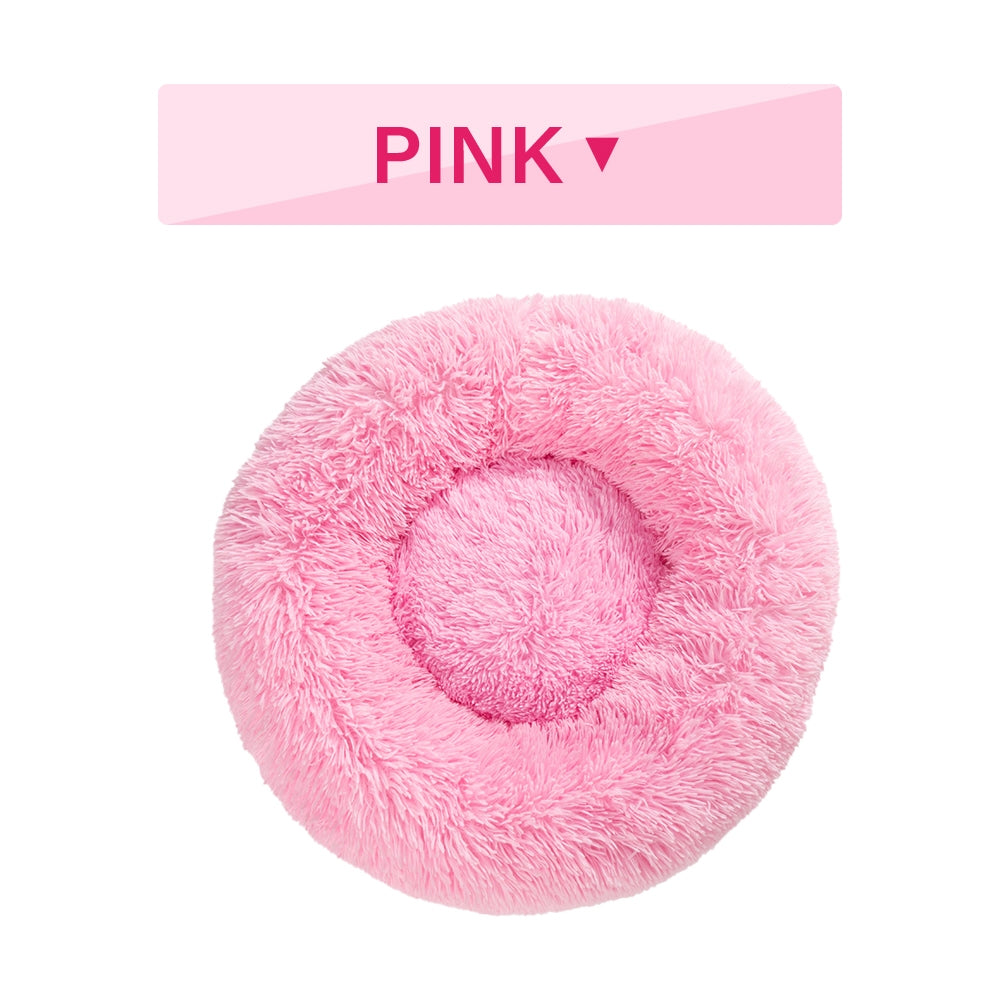 Fluffy Donut Dog Bed Warm Soft Long Plush Pet Cushion Dog House Cat Bed Washable Pet Sofa Mat Calming Samll Large Dog Beds