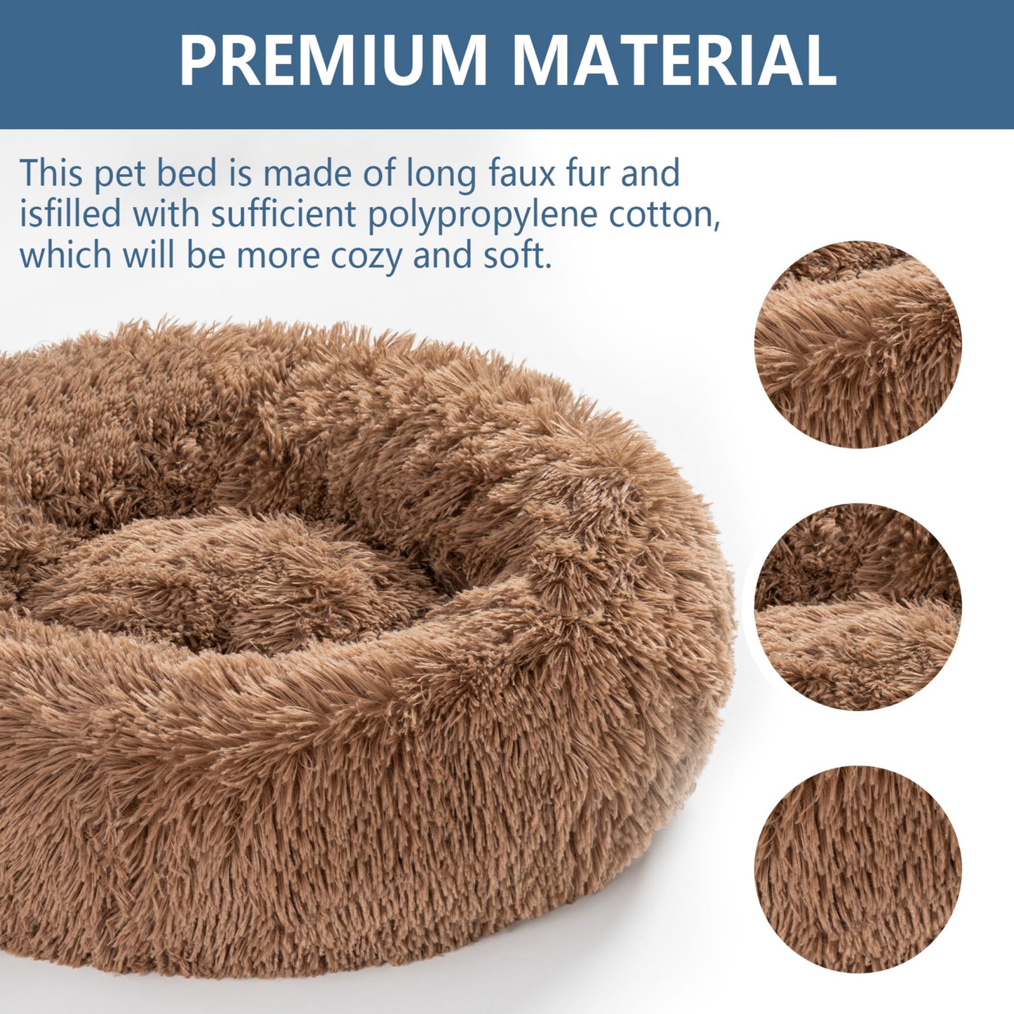 Fluffy Donut Dog Bed Warm Soft Long Plush Pet Cushion Dog House Cat Bed Washable Pet Sofa Mat Calming Samll Large Dog Beds