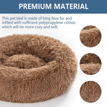 Fluffy Donut Dog Bed Warm Soft Long Plush Pet Cushion Dog House Cat Bed Washable Pet Sofa Mat Calming Samll Large Dog Beds