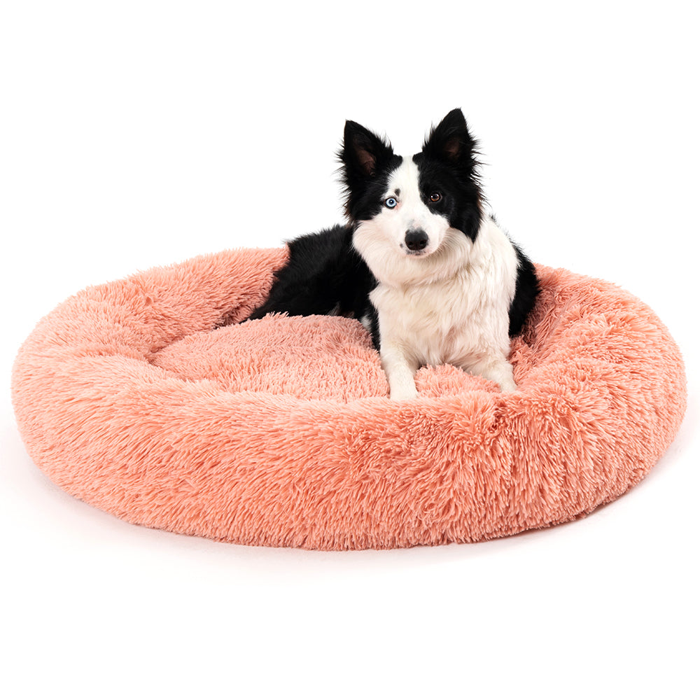 Fluffy Donut Dog Bed Warm Soft Long Plush Pet Cushion Dog House Cat Bed Washable Pet Sofa Mat Calming Samll Large Dog Beds