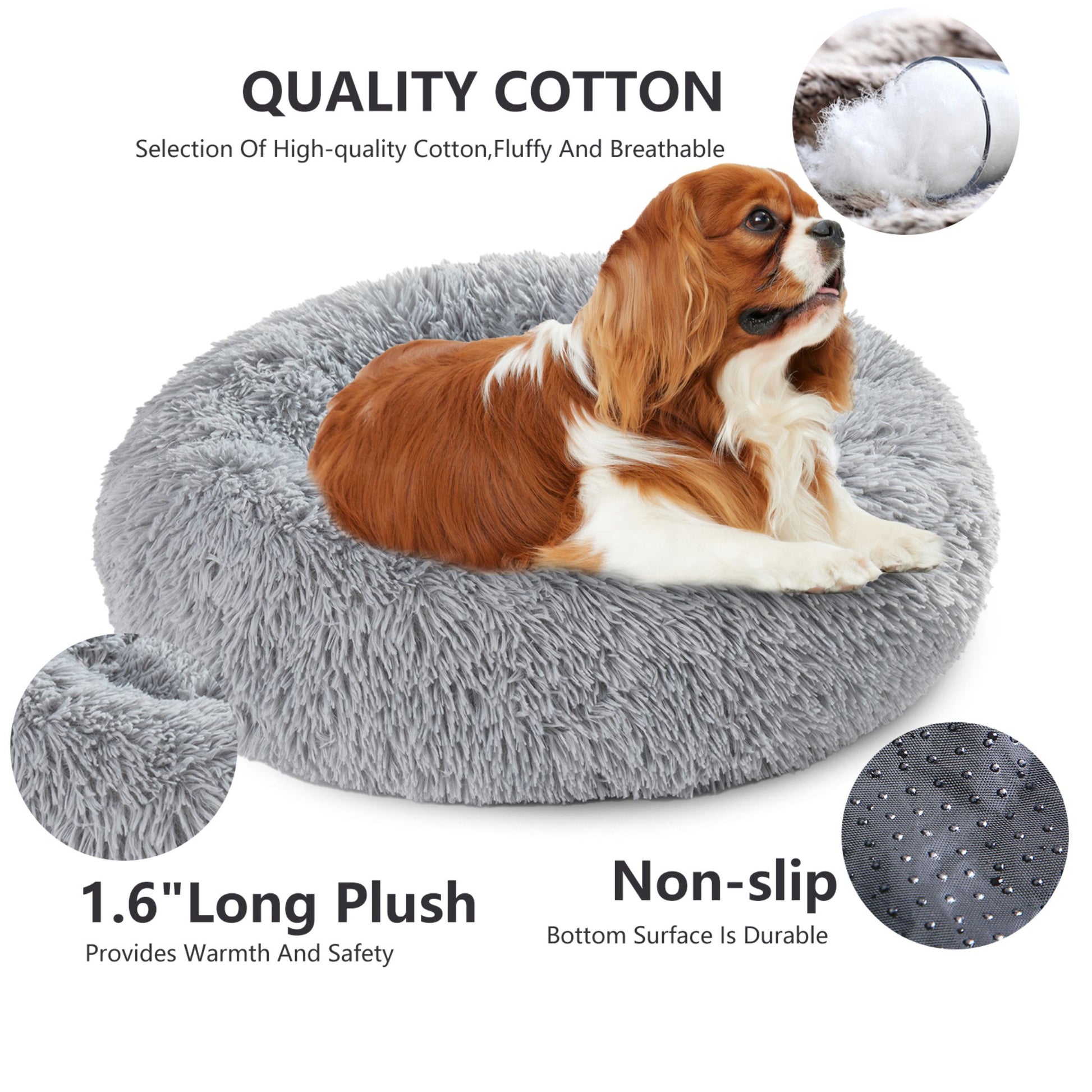 Fluffy Donut Dog Bed Warm Soft Long Plush Pet Cushion Dog House Cat Bed Washable Pet Sofa Mat Calming Samll Large Dog Beds