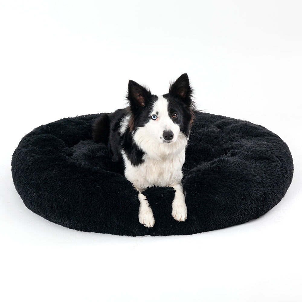 Fluffy Donut Dog Bed Warm Soft Long Plush Pet Cushion Dog House Cat Bed Washable Pet Sofa Mat Calming Samll Large Dog Beds