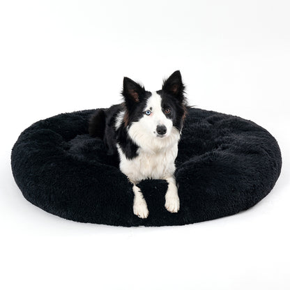 Fluffy Donut Dog Bed Warm Soft Long Plush Pet Cushion Dog House Cat Bed Washable Pet Sofa Mat Calming Samll Large Dog Beds