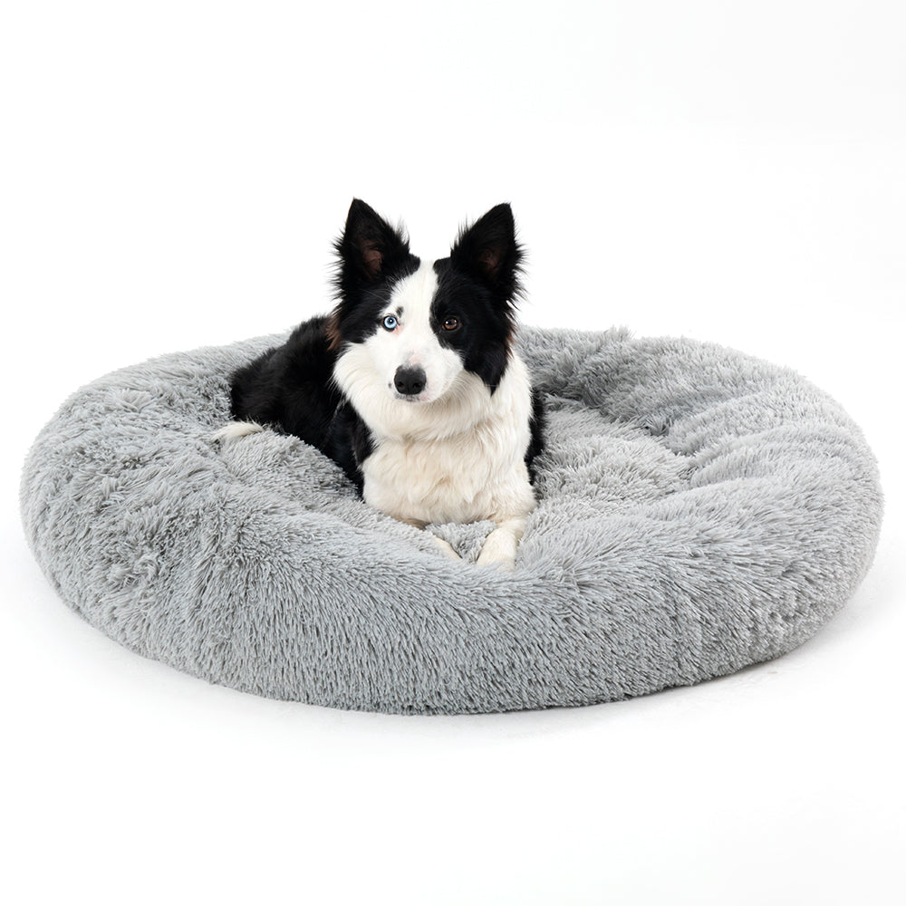 Fluffy Donut Dog Bed Warm Soft Long Plush Pet Cushion Dog House Cat Bed Washable Pet Sofa Mat Calming Samll Large Dog Beds