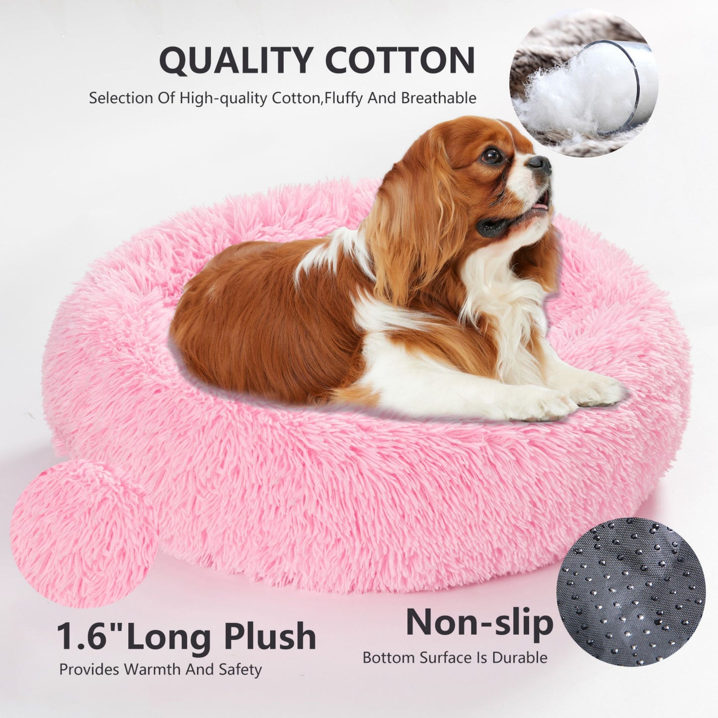 Fluffy Donut Dog Bed Warm Soft Long Plush Pet Cushion Dog House Cat Bed Washable Pet Sofa Mat Calming Samll Large Dog Beds