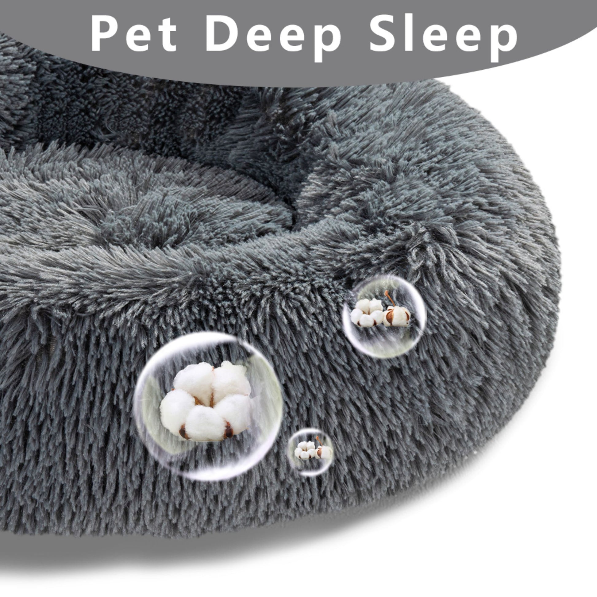 Fluffy Donut Dog Bed Warm Soft Long Plush Pet Cushion Dog House Cat Bed Washable Pet Sofa Mat Calming Samll Large Dog Beds