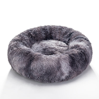 Fluffy Donut Dog Bed Warm Soft Long Plush Pet Cushion Dog House Cat Bed Washable Pet Sofa Mat Calming Samll Large Dog Beds