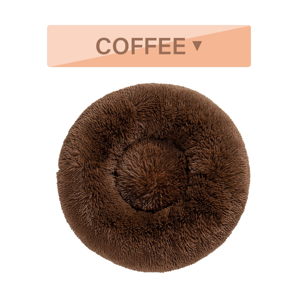 Fluffy Donut Dog Bed Warm Soft Long Plush Pet Cushion Dog House Cat Bed Washable Pet Sofa Mat Calming Samll Large Dog Beds